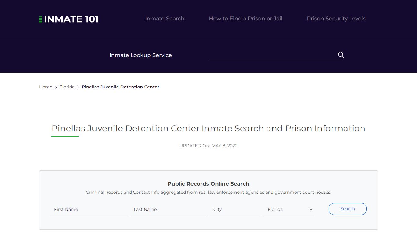 Pinellas Juvenile Detention Center Inmate Search ...